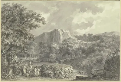 Musizierende Satyrfamilie In Bewaldeter Berglandschaft