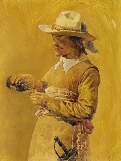 Musketer Med Flaske Og Glas