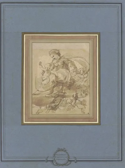 Muttergottes Von Engeln Getragen Auf Wolken
