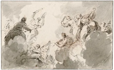 Muziekmakende Vrouwenfiguren In De Wolken
