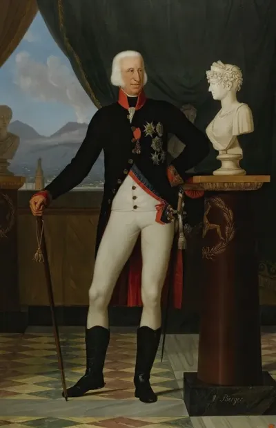 N Portrait Of Ferdinand I King Of The Two Sicilies With A Bust Of Lucia Migliaccio Duchess Of Floridia