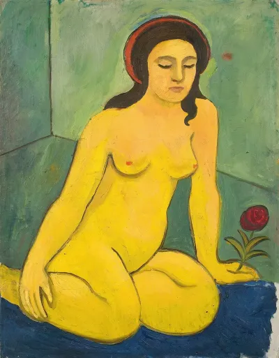 Nacktes Madchen Mit Roter Blume