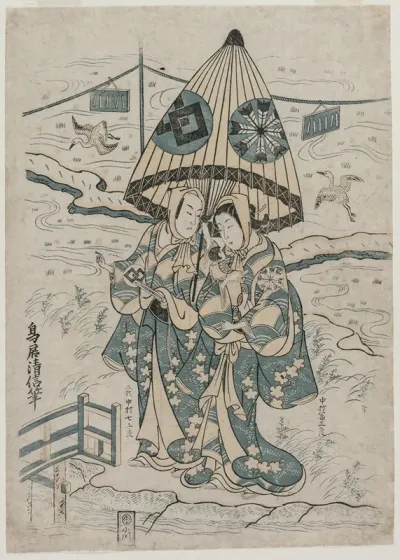 Nakamura Tomijuro And Nakamura Shichisaburo Ii As The Lovers Agemaki And Sukeroku