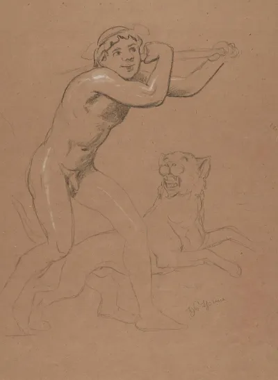 Naked Boy With A Tiger
