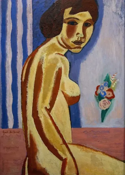 Naked Woman With Flower Bouquet