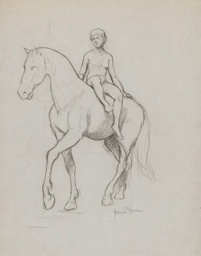 Naked Young Man On Horseback