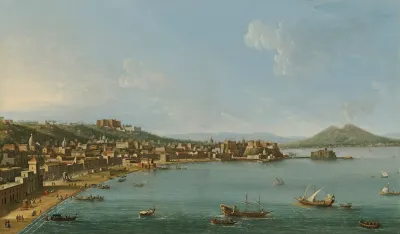Naples A View Of The Riviera Di Chiaia From The North West With Vesuvius Beyond