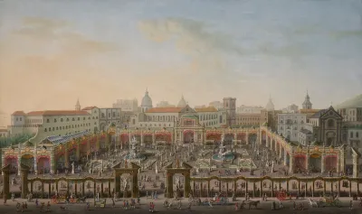 Naples Piazza Trieste E Trento With A Fair Viewed From A Balcony Of The Palazzo Reale