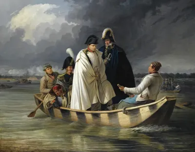Napoleon Leaving The Lobau After The Defeat At The Battle Of Aspern