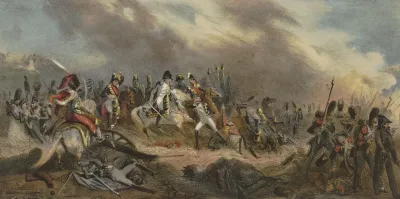 Napoleon Mit Seinem Hut Uber Ein Schlachtfeld Reitend