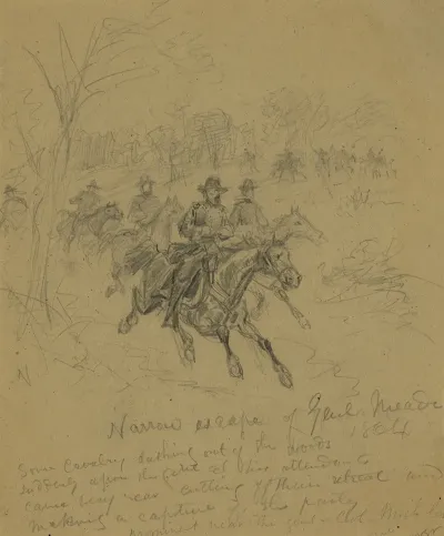 Narrow Escape Of Genl Meade 1864