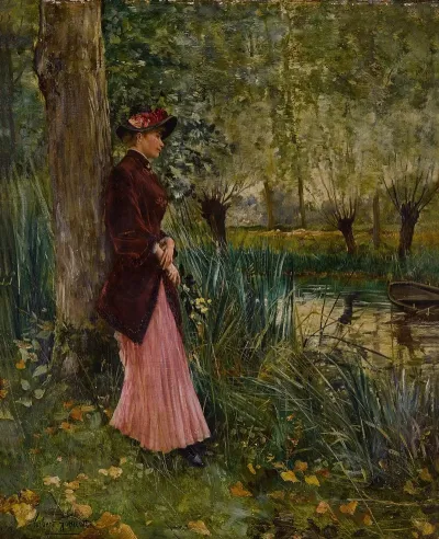 Nathalie Goeneutte The Artists Sister On A Riverbank