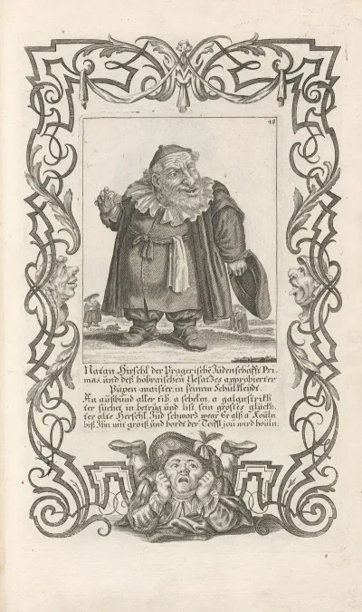 Nathan Hirschl Der Pragerische Judenschaft Primas Und Des Hobraischen Gesatzes Approbierter Pupen Maister In Seinem Schulkleydt Pl 48