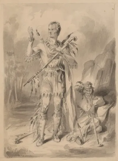 Native American With Caucasian Who Is Wearing Native American Attire