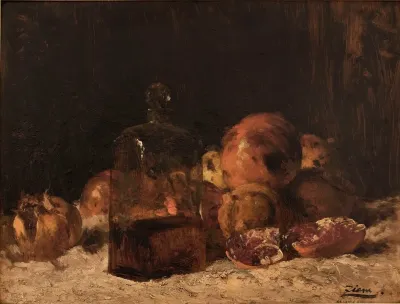 Nature Morte Au Flacon Et Aux Grenades