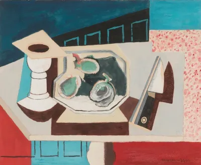 Nature Morte Aux Grenades Et Couteau Sur Un Gueridon