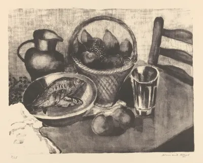 Nature Morte Avec Fruits Et Poissons