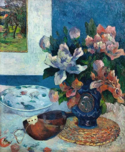 Nature Morte Avec Pivoines De Chine Et Mandoline