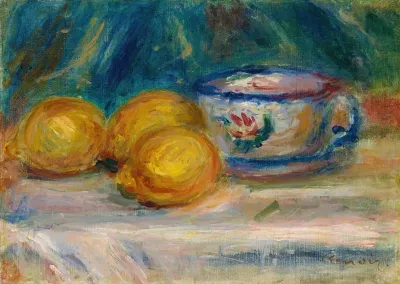 Nature Morte Trois Citrons Et Une Tasse