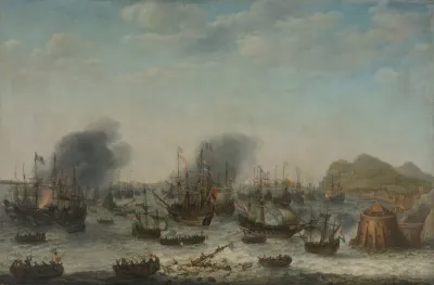 Naval Battle Near Gibraltar 25 April 1607 Victory Over The Spanish Near Gibraltar By A Fleet Commanded By Admiral Jacob Van Heemskerck