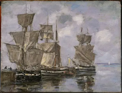 Navires Dans Le Port A Honfleur