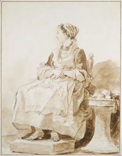 Neapolitan Woman Sitting Outside