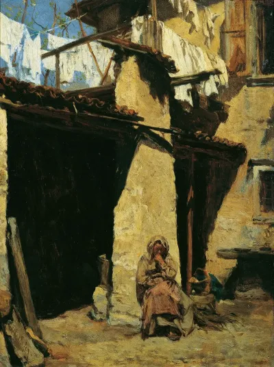 Neapolitanisches Bauernhaus Mit Bauerin