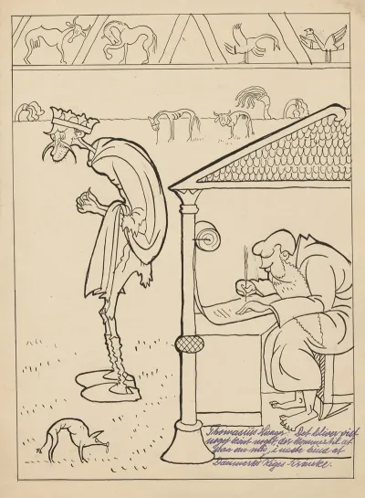 Neergaard As Oluf Hunger And Borgbjerg As Saxo Writing Down The Chronicle
