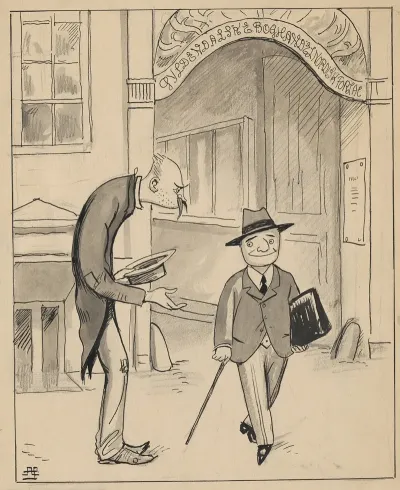 Neergaard Stands Outside Gyldendal Publishers With His Hat In His Hand