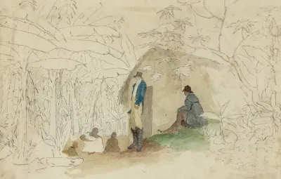 Negro Hut With Figures In Plantain Walk 2