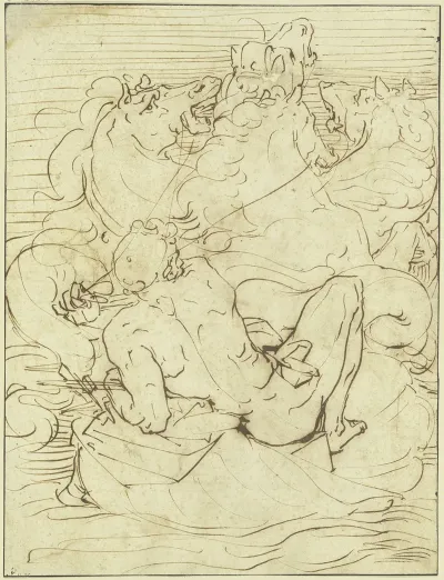 Neptun Auf Dem Meer Fahrend