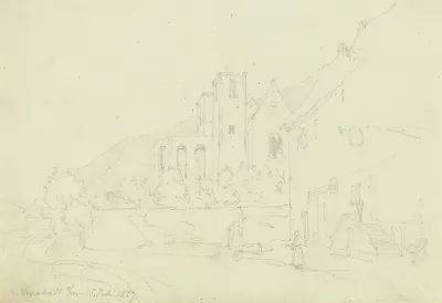 Neustadt Am Main Mit Der Ruine Der Ehemaligen Benediktinerabteikirche Nach Dem Brand Im Selben Jahr