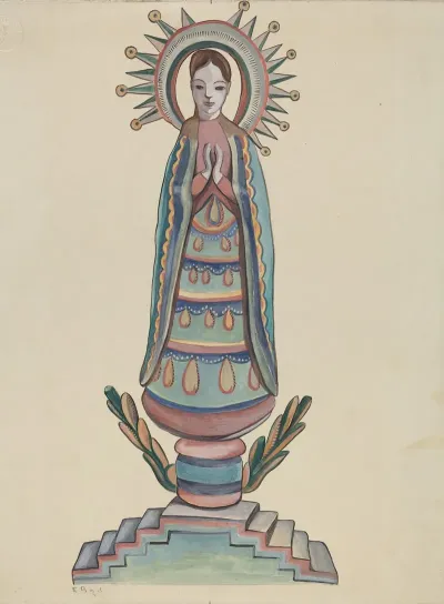 New Mexico Bulto Polychromed Wooden Figure 2