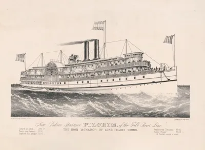 New Palace Steamer Pilgrim Of The Fall River Line The Iron Monarch Of Long Island Sound