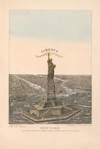 New York Bartholdi Statue Of Liberty Erected On Bedloes Island In New York Harbor 2