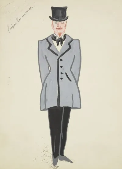 New York Fireman Grey Coat Black Trousers Black Tie And Black Top Hat