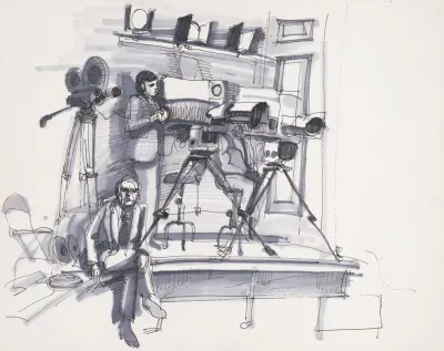 News And Television Cameras Perhaps Related To The Senate Watergate Hearings