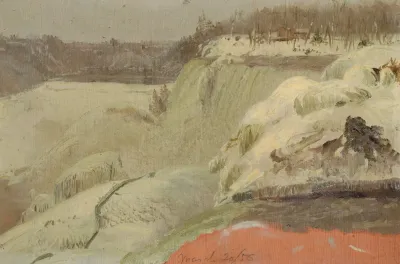 Niagara Falls In The Snow Seen From Goat Island