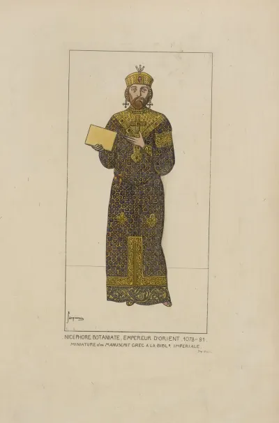 Nicephore Botaniate Empereur Dorient 1078 81 Miniature Dun Manuscrit Grec A La Bible Imperieale