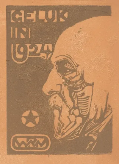 Nieuwjaarswens Voor 1924 Met Zelfportret