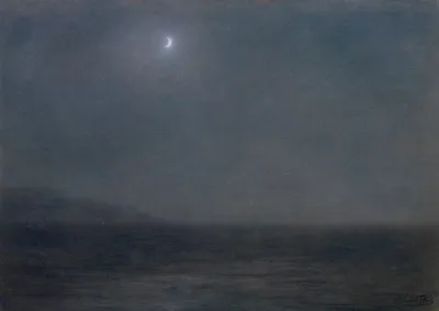 Night Landscape With Sky And Crescent Moon