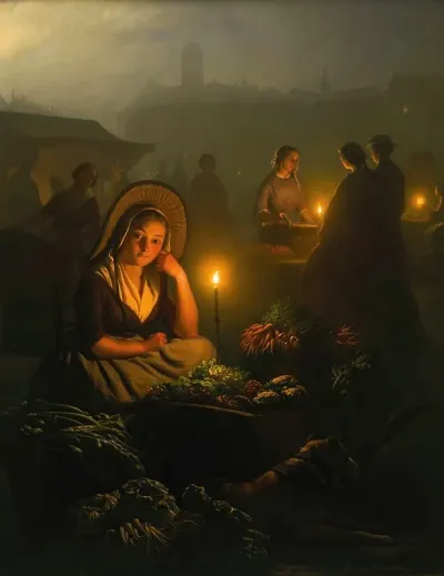 Night Market In Amsterdam With The Dam Palace And The Nieuwe Kerk In The Background