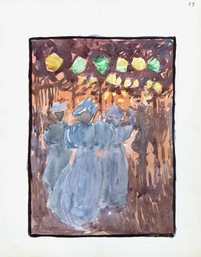 Night Scene With Three Women In Blue 2