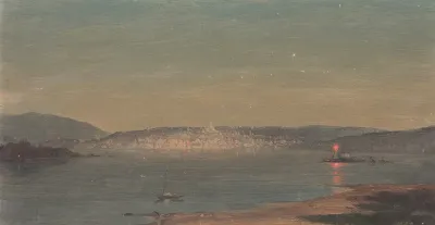 Night View Of A Seaport