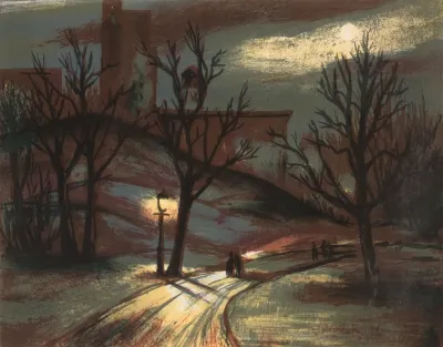 Nightscene Of Park In A City
