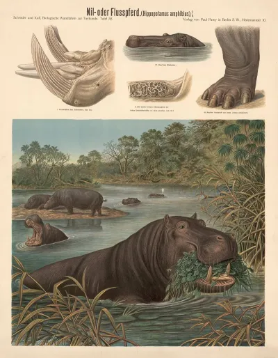 Nil Oder Flusspferd Hippopotamus Amphibius
