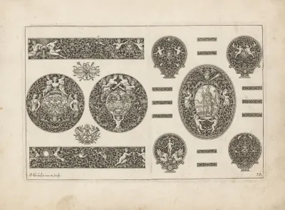 Nine Ornaments With Cherubs And Plants