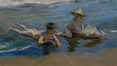 Ninos En La Playa Children Playing On The Beach
