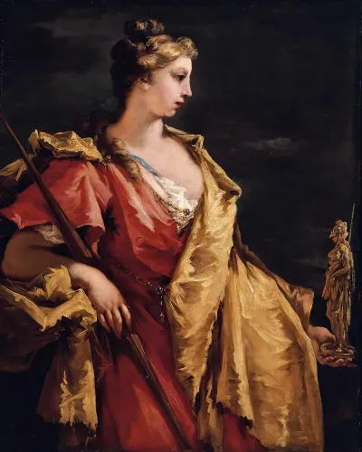 Nobility Holding A Statue Of Athena