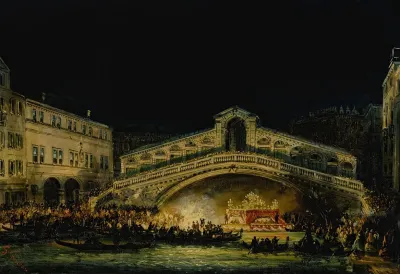 Nocturnal Venetian Scene On The Feast Of The Redentore